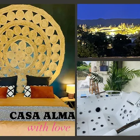 Casa Alma, Vue Cite, Jacuzzi Balneo, Clim, Jardin, Parking Gratuit Lägenhet Carcassonne
